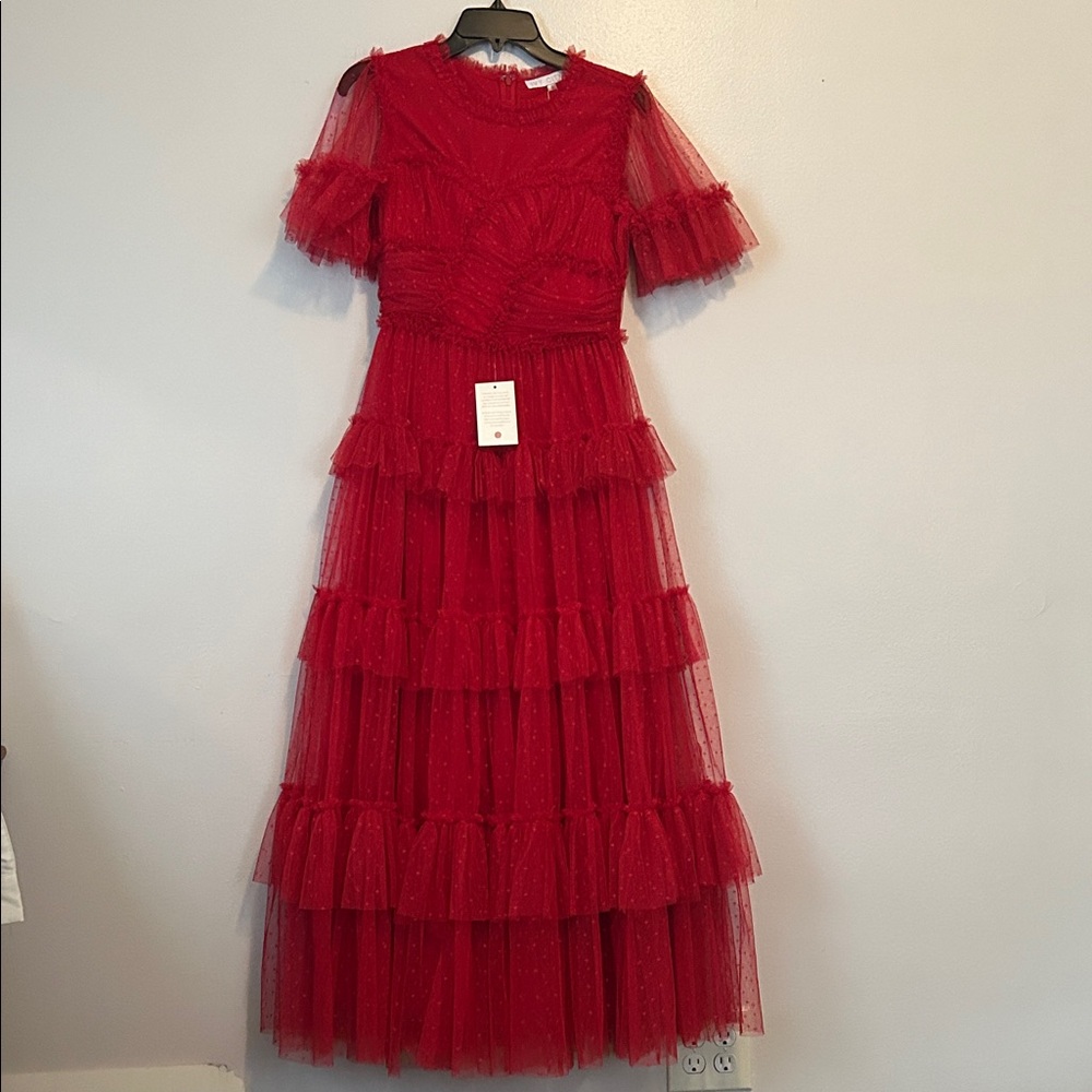 Ivy City Co. Elegant Red Tulle Dress